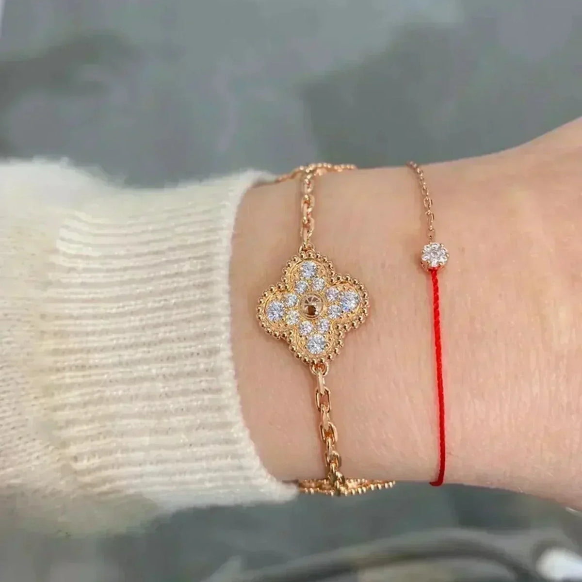 [⭐Aura] CLOVER 5 MOTIF FULL DIAMOND BRACELET COLLECTION