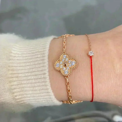 [⭐Aura] CLOVER 5 MOTIF FULL DIAMOND BRACELET COLLECTION