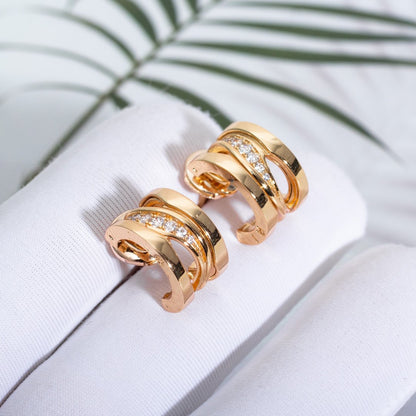 [⭐Aura]ZERO 1 PINK GOLD DIAMONDS EARRINGS