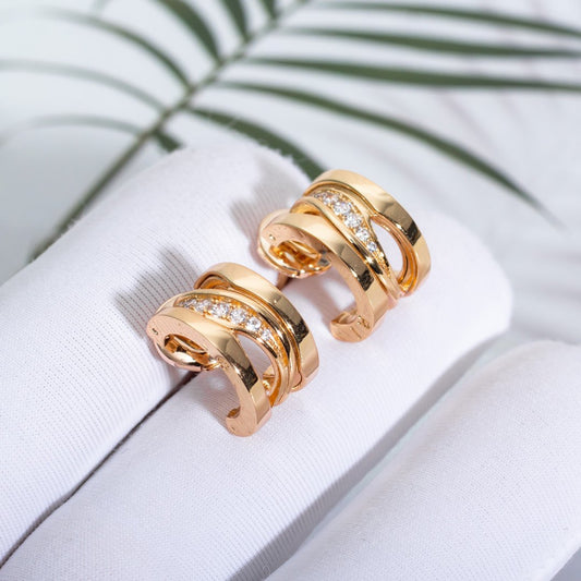 [⭐Aura]ZERO 1 PINK GOLD DIAMONDS EARRINGS