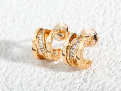 [⭐Aura]ZERO 1 PINK GOLD DIAMONDS EARRINGS