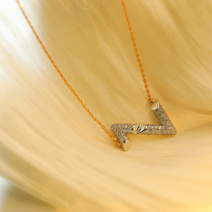 [⭐Aura]VOLT SILVER DIAMOND PEDANT NECKLACE