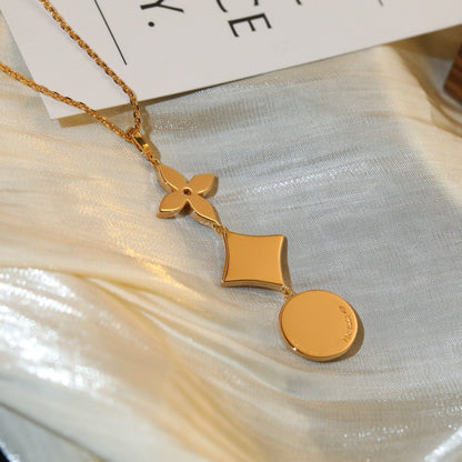 [⭐Aura]STAR AND SUN DIAMOND PINK GOLD NECKLACE