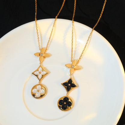 [⭐Aura]STAR AND SUN ONYX PINK GOLD NECKLACE