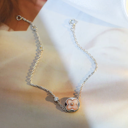 [⭐Aura]SUN MOTIF PINK MOP SILVER BRACELET