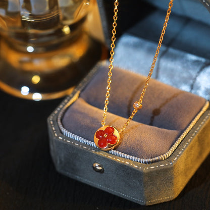 [⭐Aura]SUN PEDANT PINK GOLD 1 DIAMOND NECKLACE