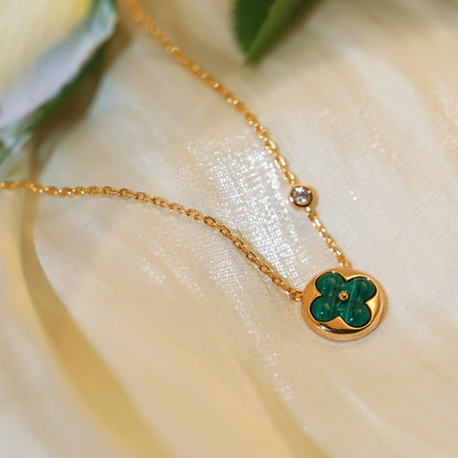 [⭐Aura]SUN PEDANT PINK GOLD 1 DIAMOND NECKLACE