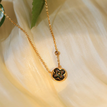 [⭐Aura]SUN PEDANT PINK GOLD 1 DIAMOND NECKLACE