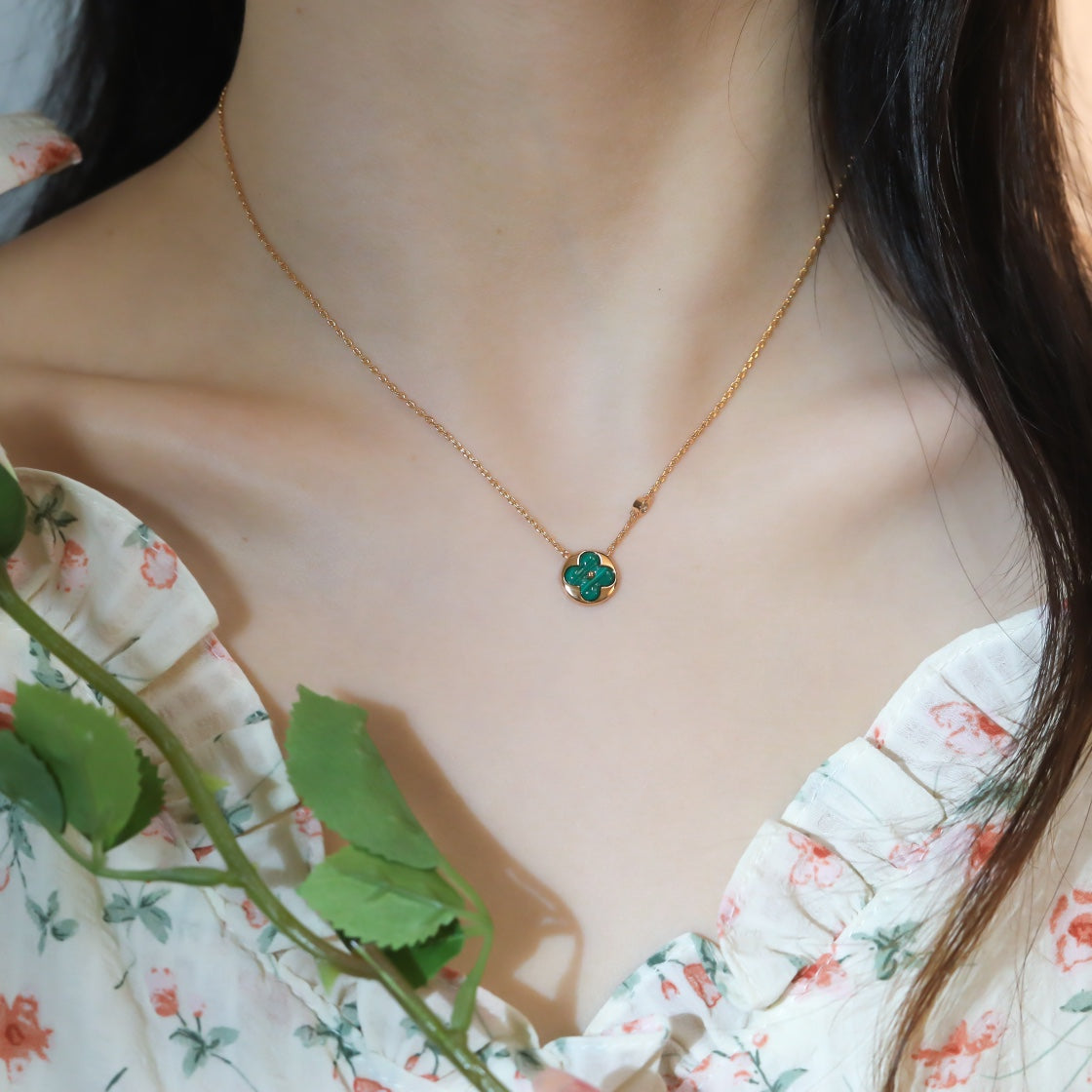 [⭐Aura]SUN PEDANT PINK GOLD 1 DIAMOND NECKLACE