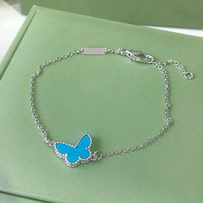 [⭐Aura]BUTTERFLY TURQUOISE BUTTERFLY BRACELET SILVER
