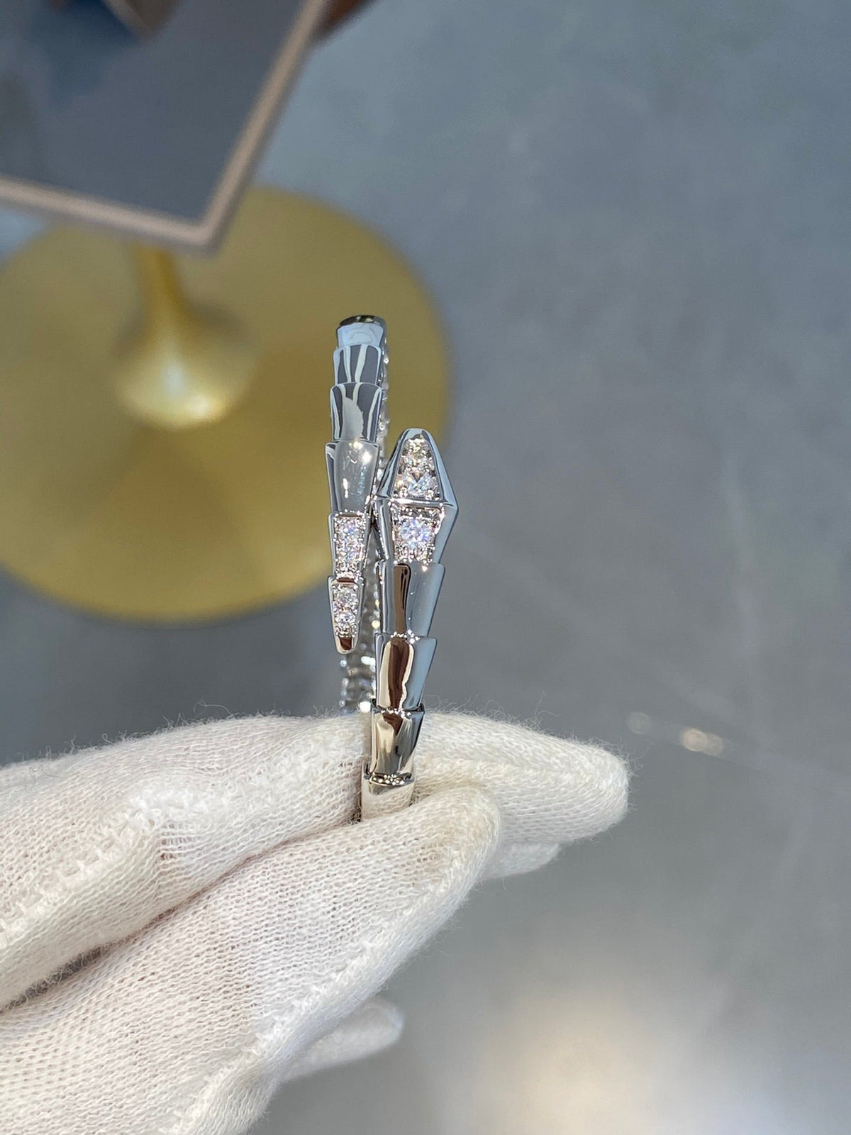 [⭐Aura]SERPENTI BRACELET DIAMONDS SILVER