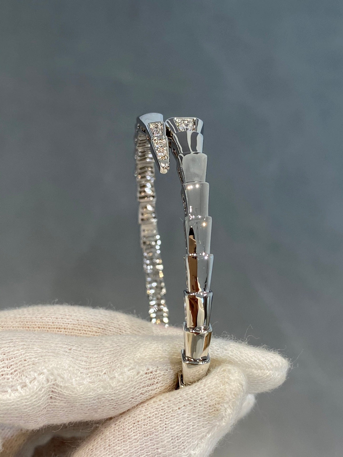 [⭐Aura]SERPENTI BRACELET DIAMONDS SILVER