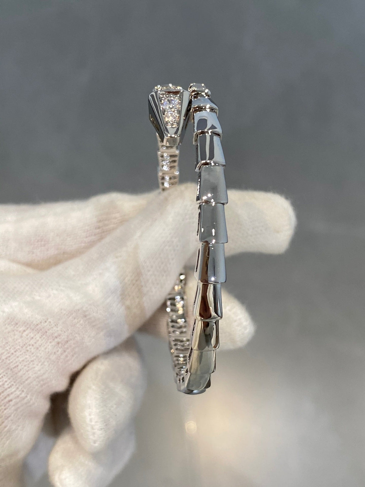 [⭐Aura]SERPENTI BRACELET DIAMONDS SILVER