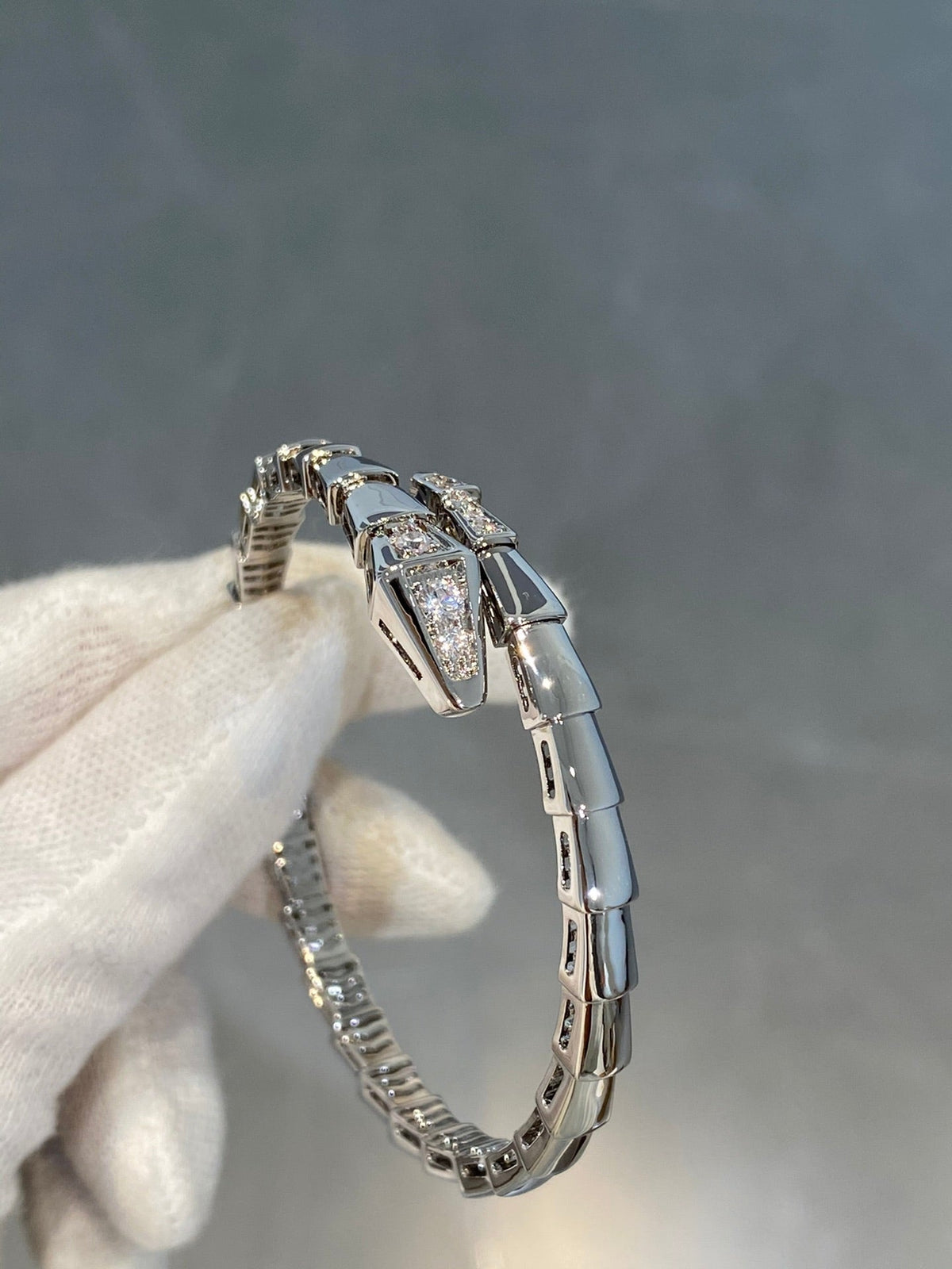 [⭐Aura]SERPENTI BRACELET DIAMONDS SILVER