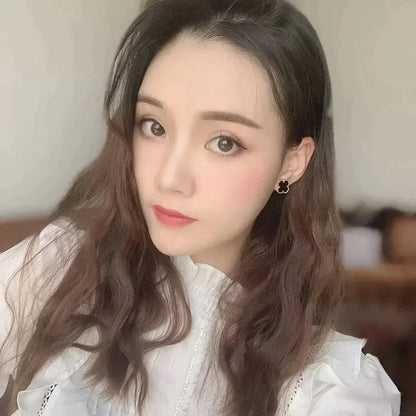 [⭐Aura]CLOVER MEDIUM 1 MOTIFS  ONYX STUD EARRINGS