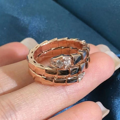 [⭐Aura]SERPENTS DOUBLE ROW DIAMOND RING