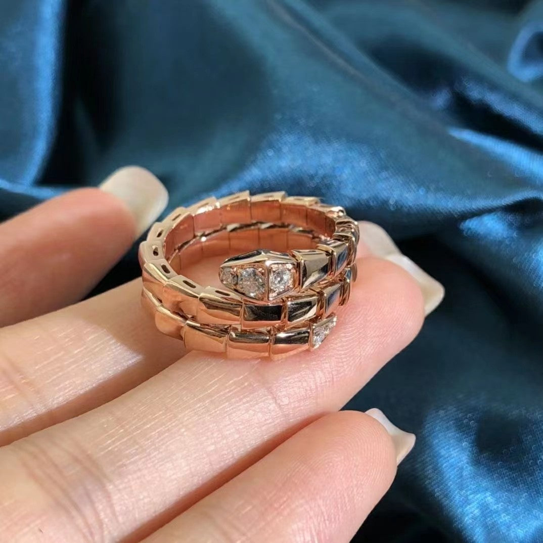 [⭐Aura]SERPENTS DOUBLE ROW DIAMOND RING