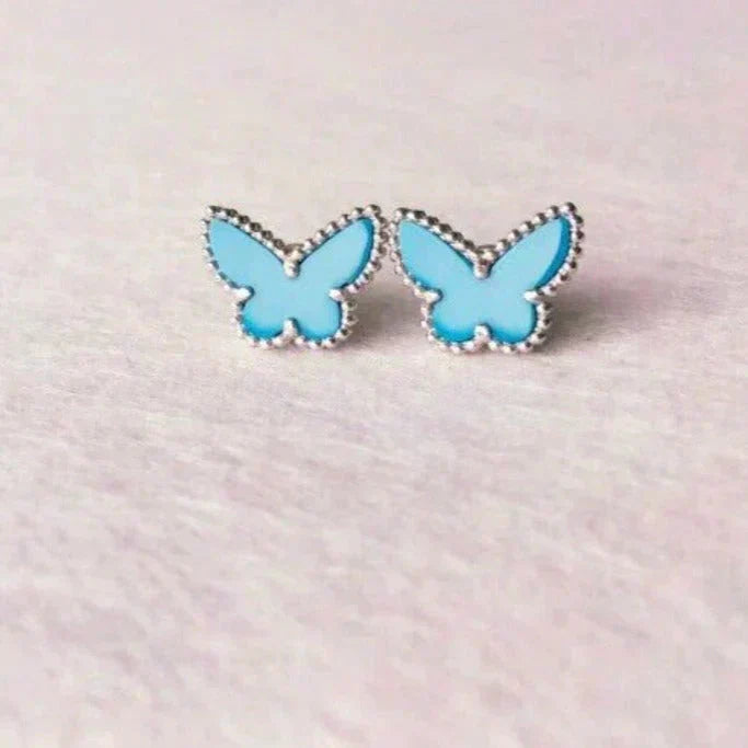 [⭐Aura]BUTTERFLY TURQUOISE EARRINGS SILVER