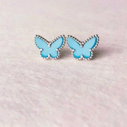 [⭐Aura]BUTTERFLY TURQUOISE EARRINGS SILVER