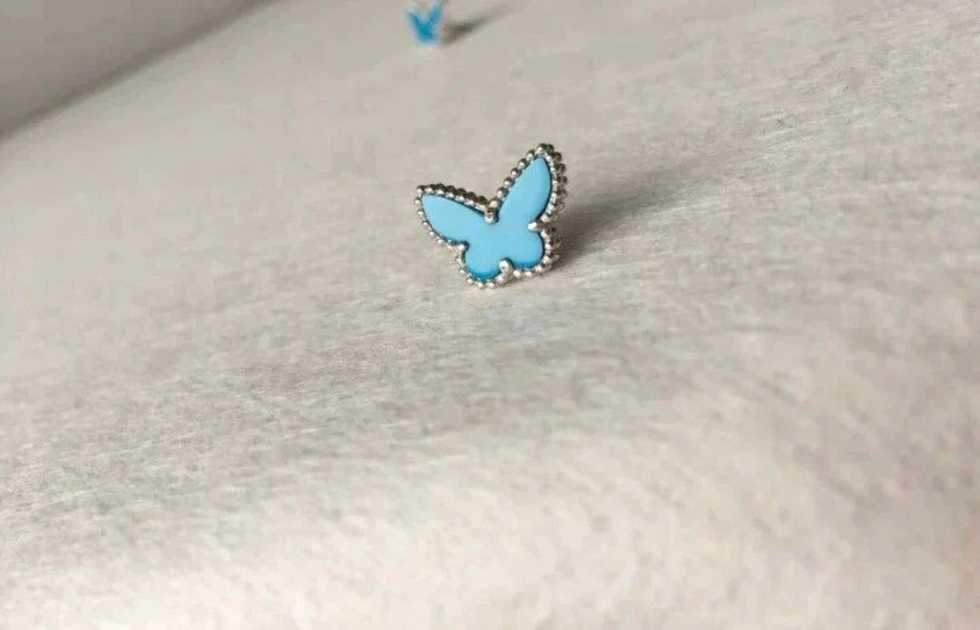 [⭐Aura]BUTTERFLY TURQUOISE EARRINGS SILVER
