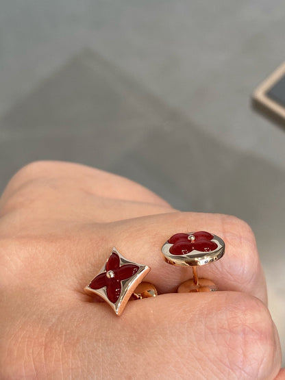 [⭐Aura]STAR AND SUN PINK GOLD CARNELIAN STUD EARRINGS