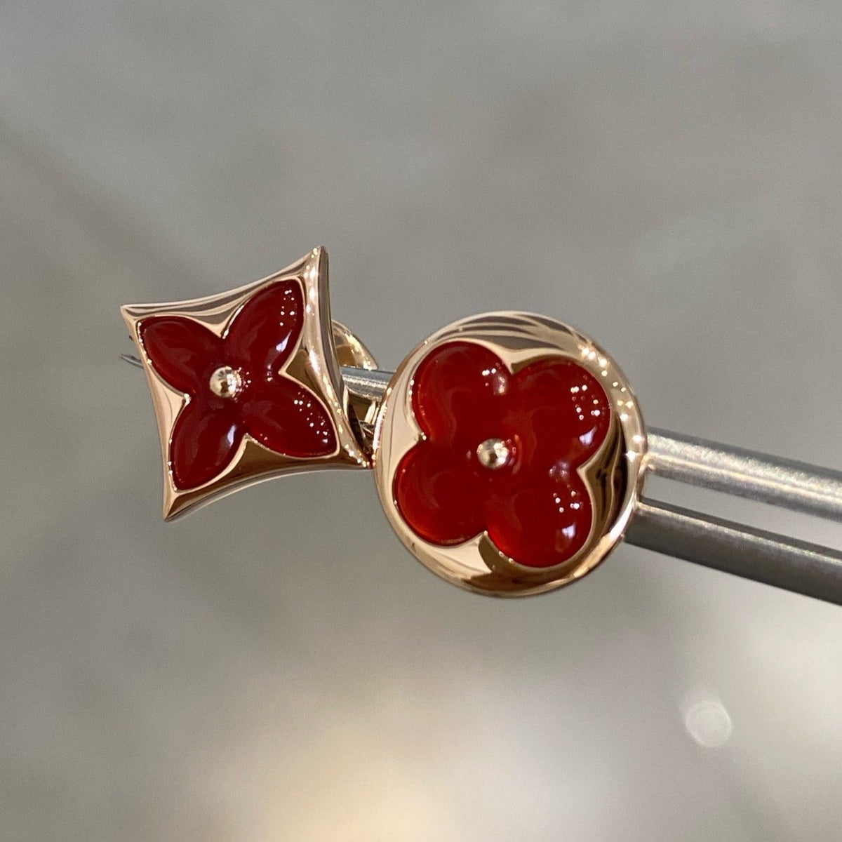 [⭐Aura]STAR AND SUN PINK GOLD CARNELIAN STUD EARRINGS
