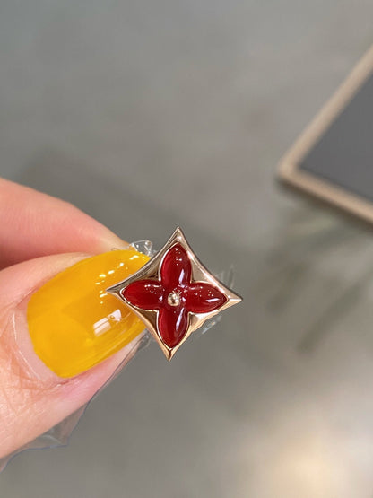 [⭐Aura]STAR AND SUN PINK GOLD CARNELIAN STUD EARRINGS