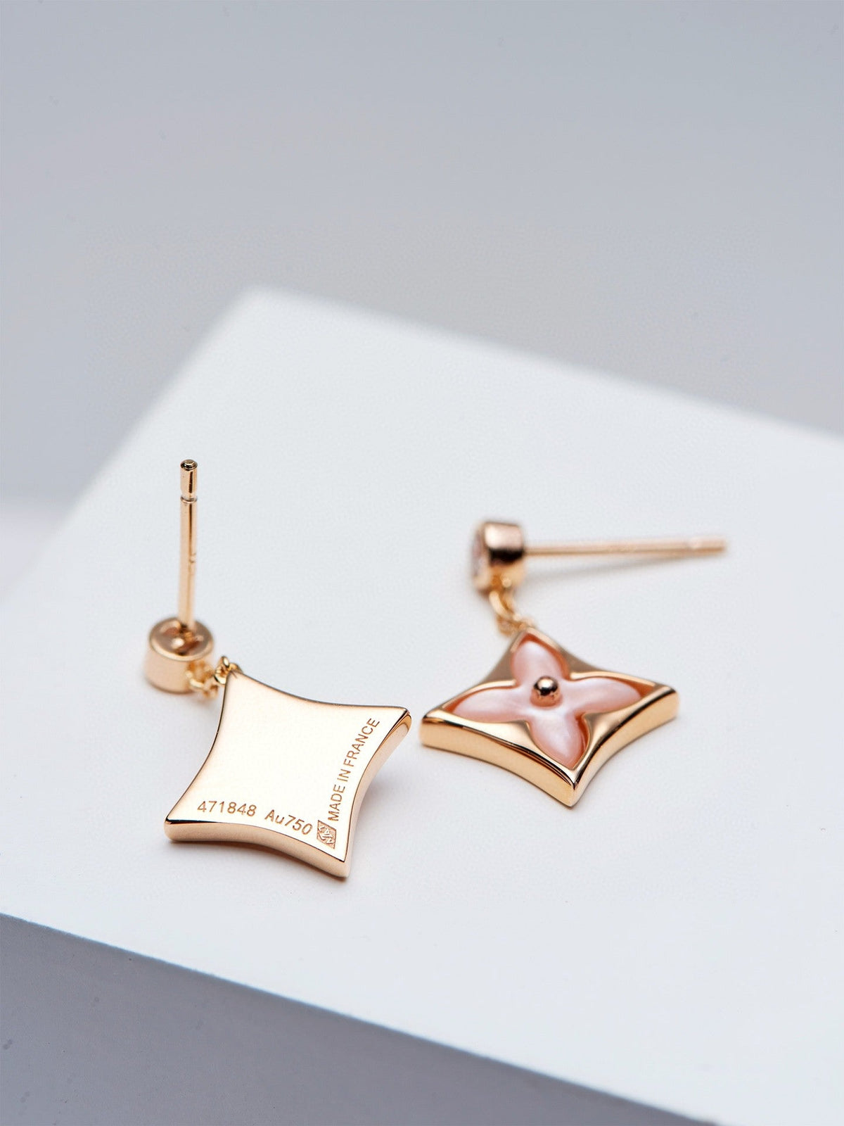[⭐Aura]DOUBLE STAR PINK GOLD MOP DROP EARRINGS