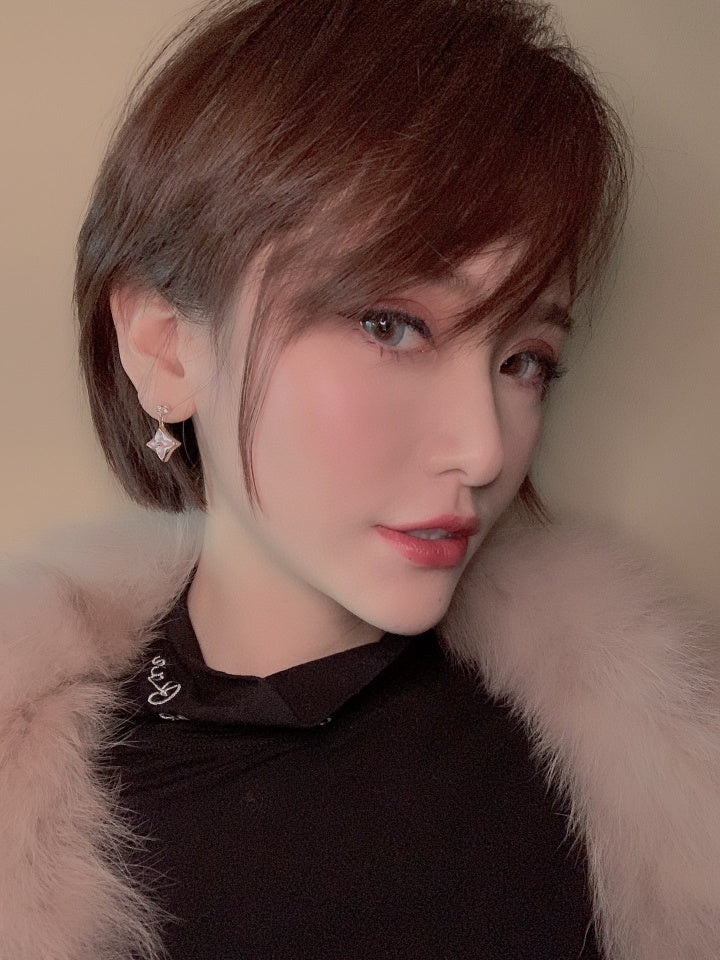 [⭐Aura]DOUBLE STAR PINK GOLD MOP DROP EARRINGS