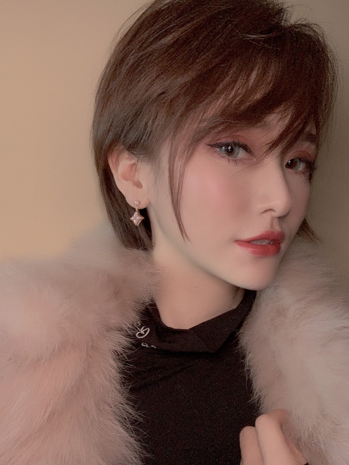 [⭐Aura]DOUBLE STAR PINK GOLD MOP DROP EARRINGS