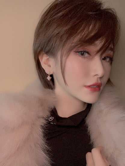 [⭐Aura]DOUBLE STAR PINK GOLD MOP DROP EARRINGS