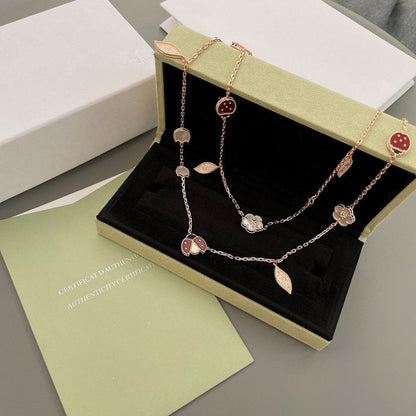 [⭐Aura]LUCKY SPRING 15 MOTIFS ROSE GOLD NECKLACE