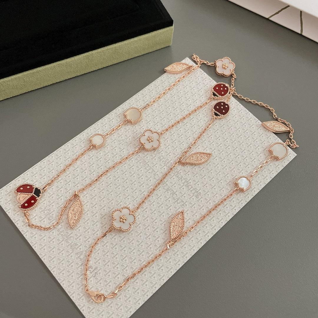 [⭐Aura]LUCKY SPRING 15 MOTIFS ROSE GOLD NECKLACE