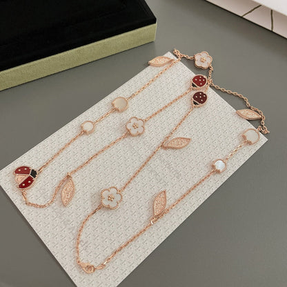 [⭐Aura]LUCKY SPRING 15 MOTIFS ROSE GOLD NECKLACE