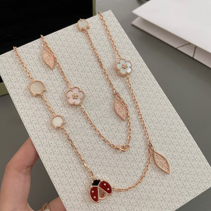 [⭐Aura]LUCKY SPRING 15 MOTIFS ROSE GOLD NECKLACE