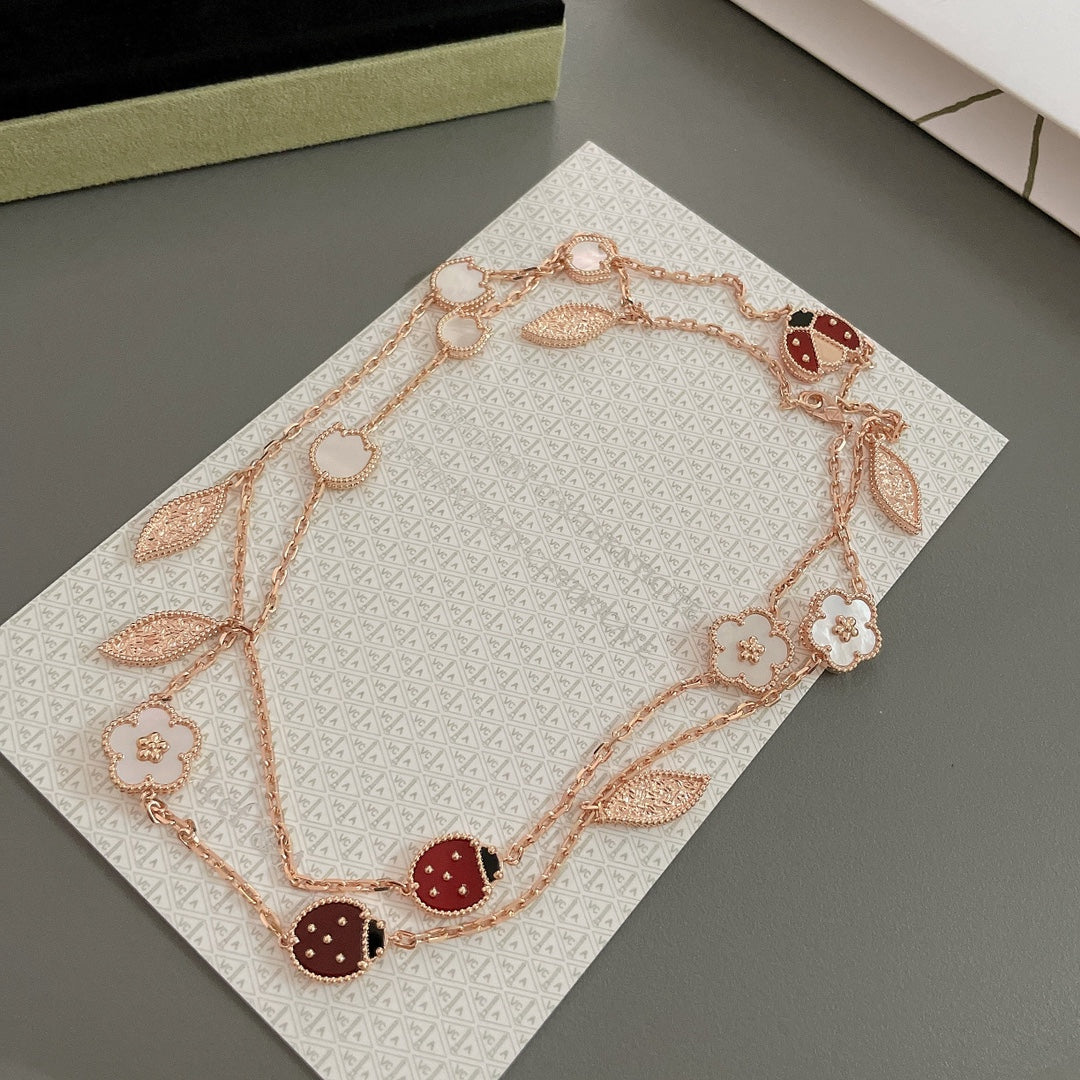 [⭐Aura]LUCKY SPRING 15 MOTIFS ROSE GOLD NECKLACE