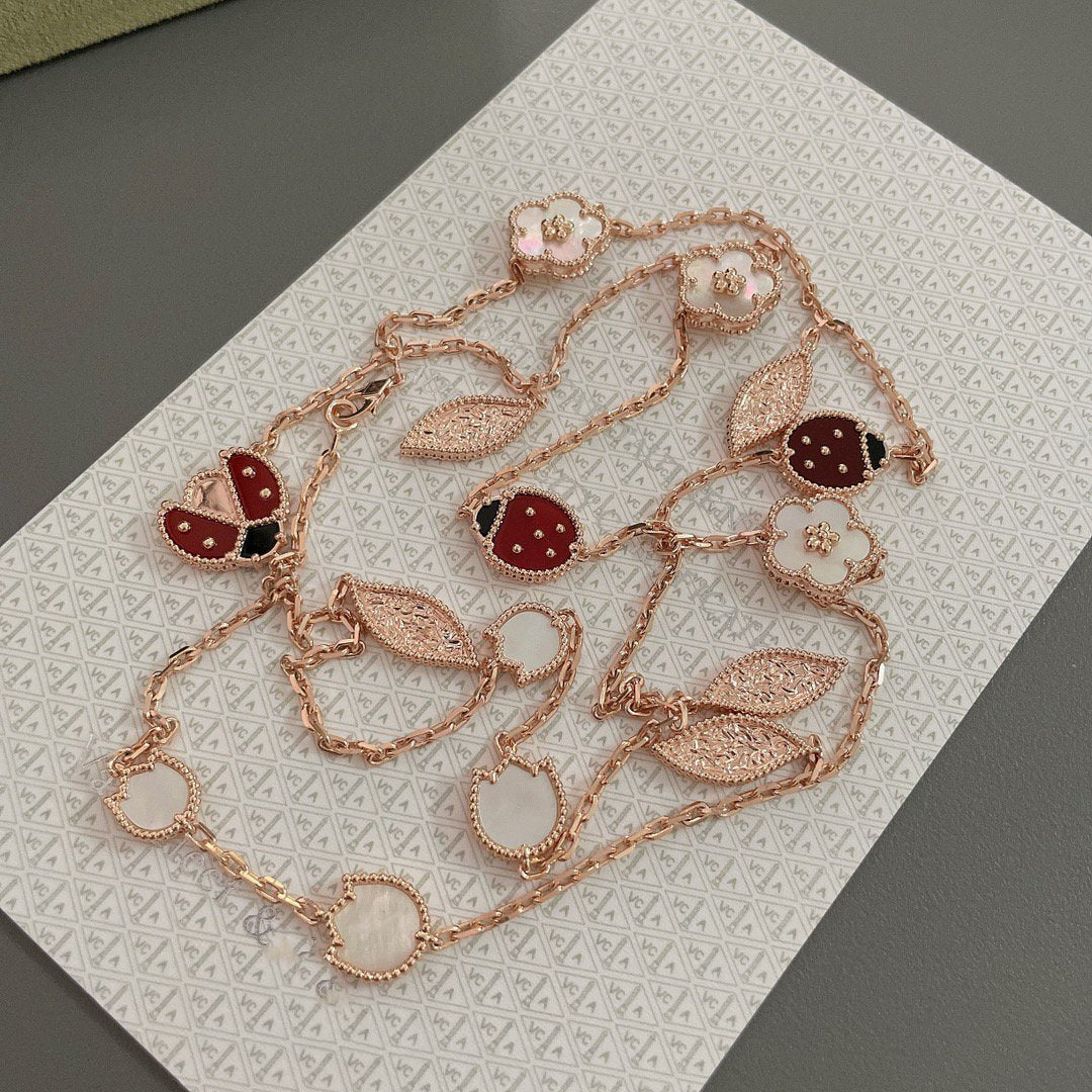 [⭐Aura]LUCKY SPRING 15 MOTIFS ROSE GOLD NECKLACE