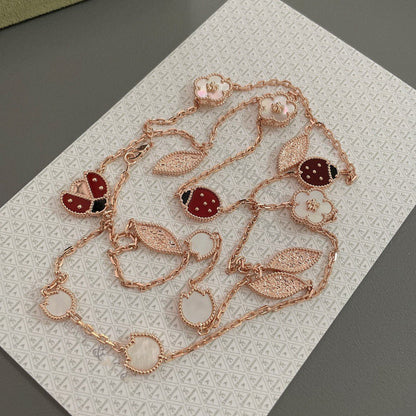 [⭐Aura]LUCKY SPRING 15 MOTIFS ROSE GOLD NECKLACE