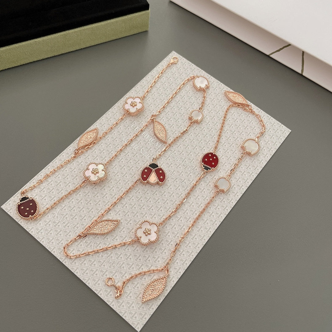 [⭐Aura]LUCKY SPRING 15 MOTIFS ROSE GOLD NECKLACE