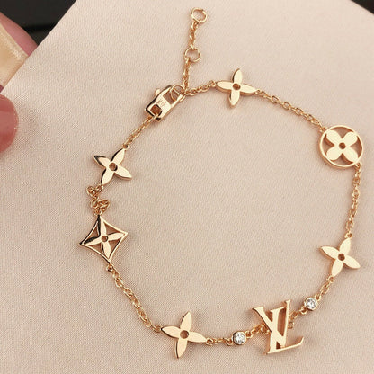 [⭐Aura]STAR AND SUN 7 MOTIFS GOLD BRACELET