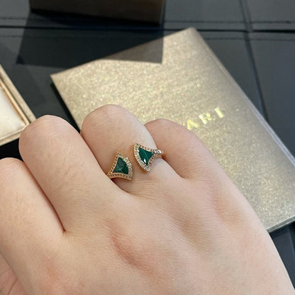 [⭐Aura]DREAM MALACHITE DIAMOND OPEN RING