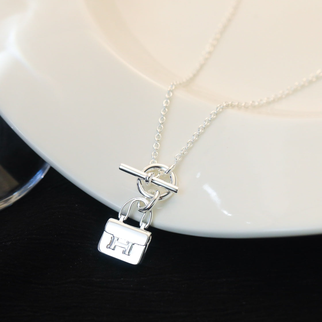 [⭐Aura]POP H PEDANT SILVER NECKLACE