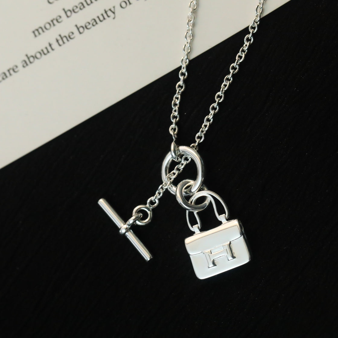 [⭐Aura]POP H PEDANT SILVER NECKLACE
