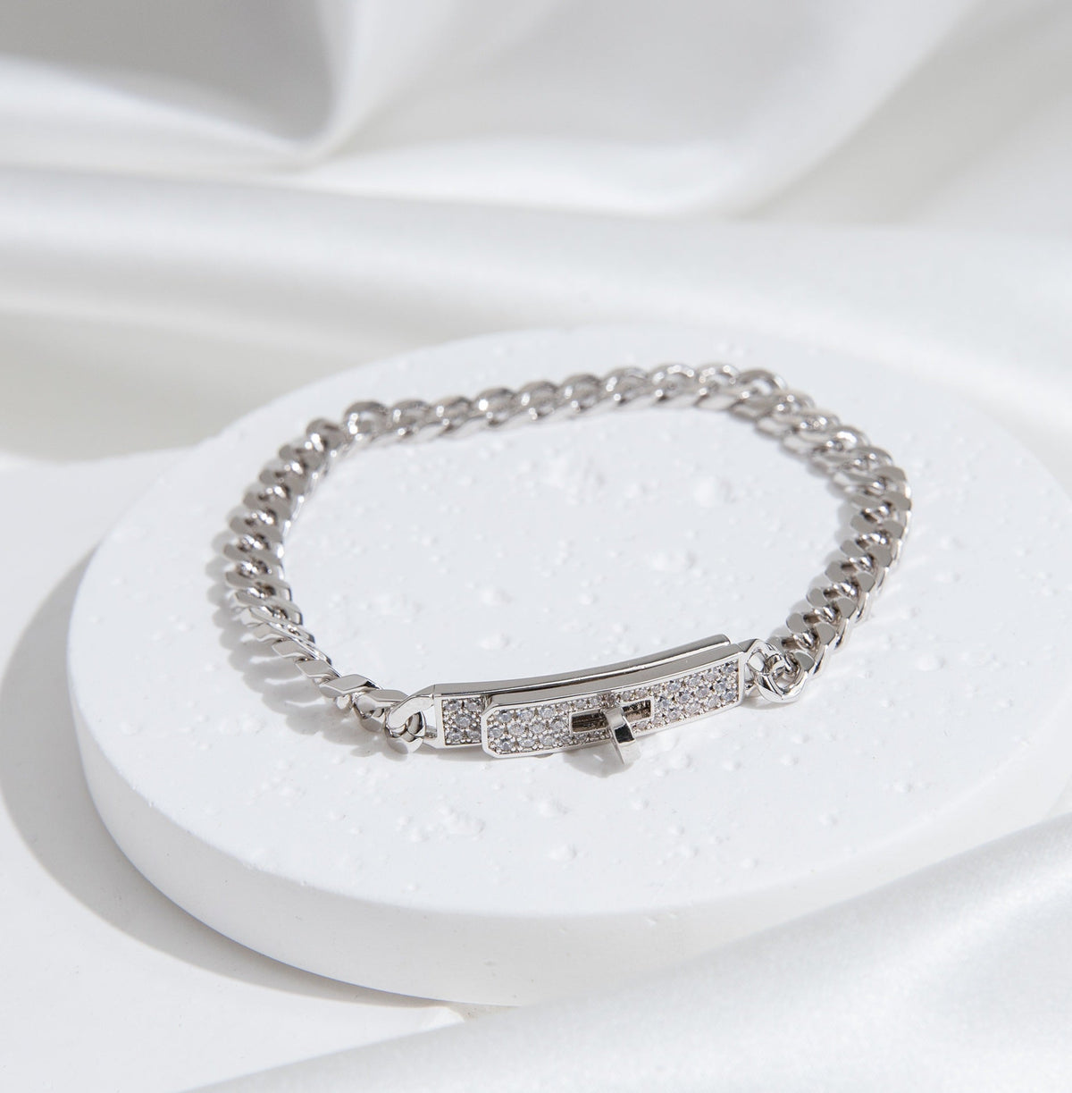 [⭐Aura]KELLY CHAIN SILVER DIAMOND BRACELET