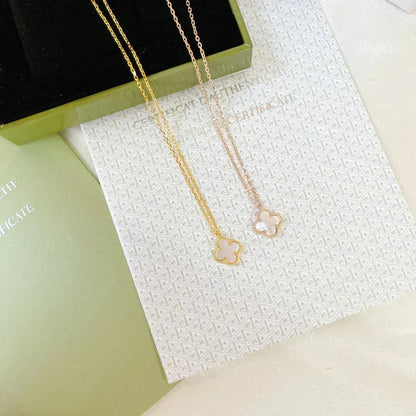 [⭐Aura]CLOVER MINI 9.5MM WHITE MOTHER-OF-PEARL NECKLACE