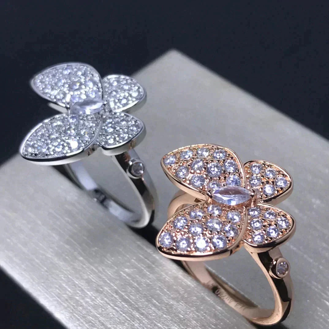 [⭐Aura]BUTTERFLY PINK GOLD DIAMOND RING