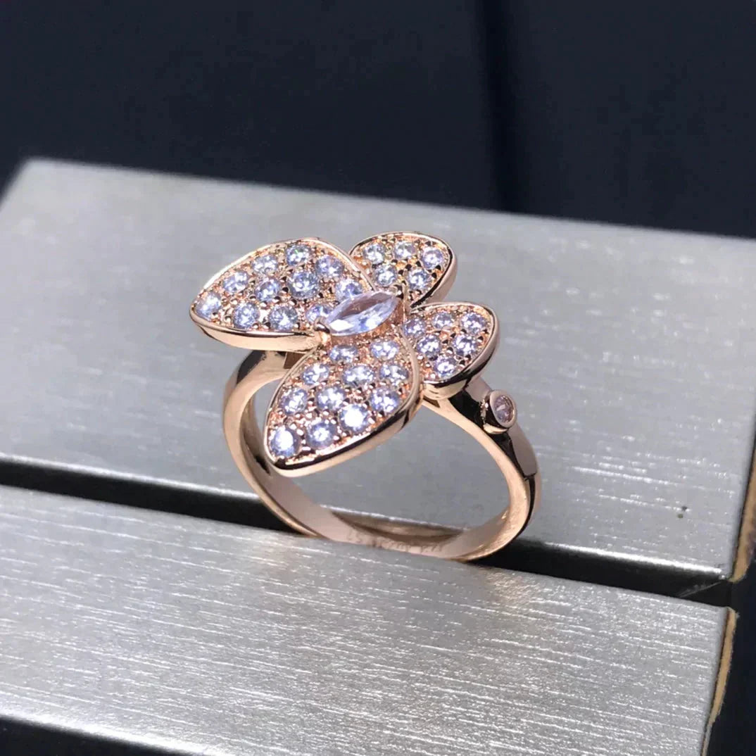 [⭐Aura]BUTTERFLY PINK GOLD DIAMOND RING
