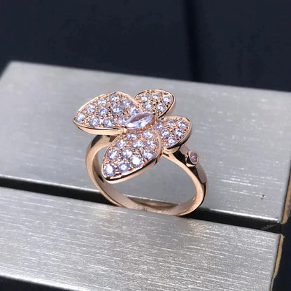 [⭐Aura]BUTTERFLY PINK GOLD DIAMOND RING