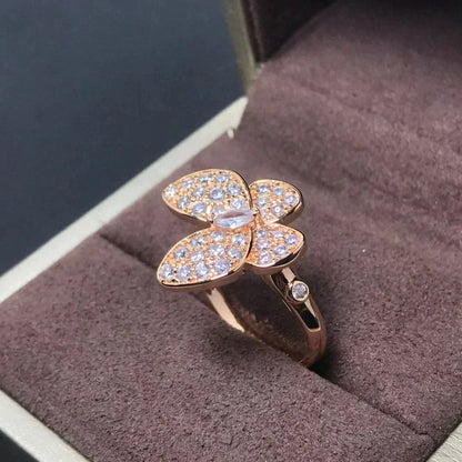 [⭐Aura]BUTTERFLY PINK GOLD DIAMOND RING
