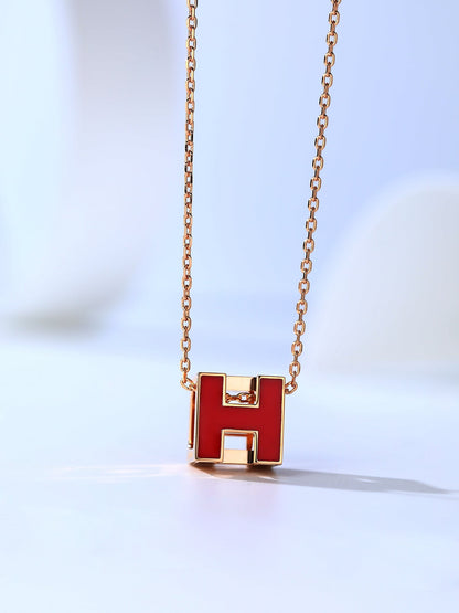 [⭐Aura]H CAGE PINK GOLD NECKLACE